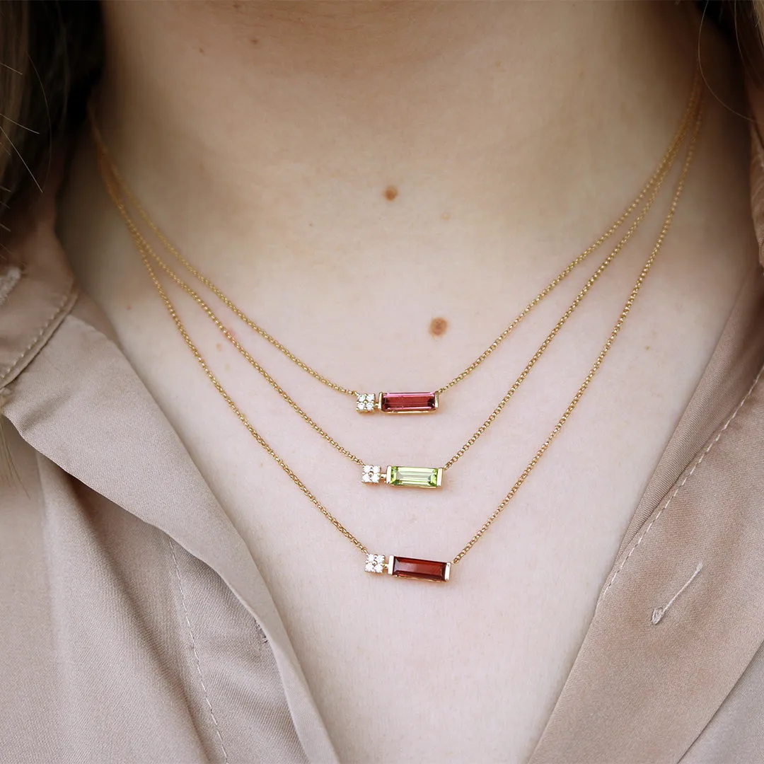 0.05ctw Diamond and Pink Tourmaline Necklace