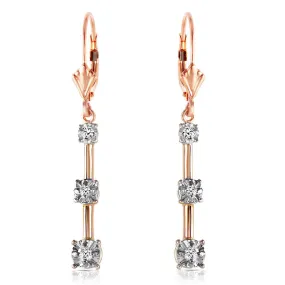 0.2 Carat 14K Solid Rose Gold Leverback Diamond Earrings