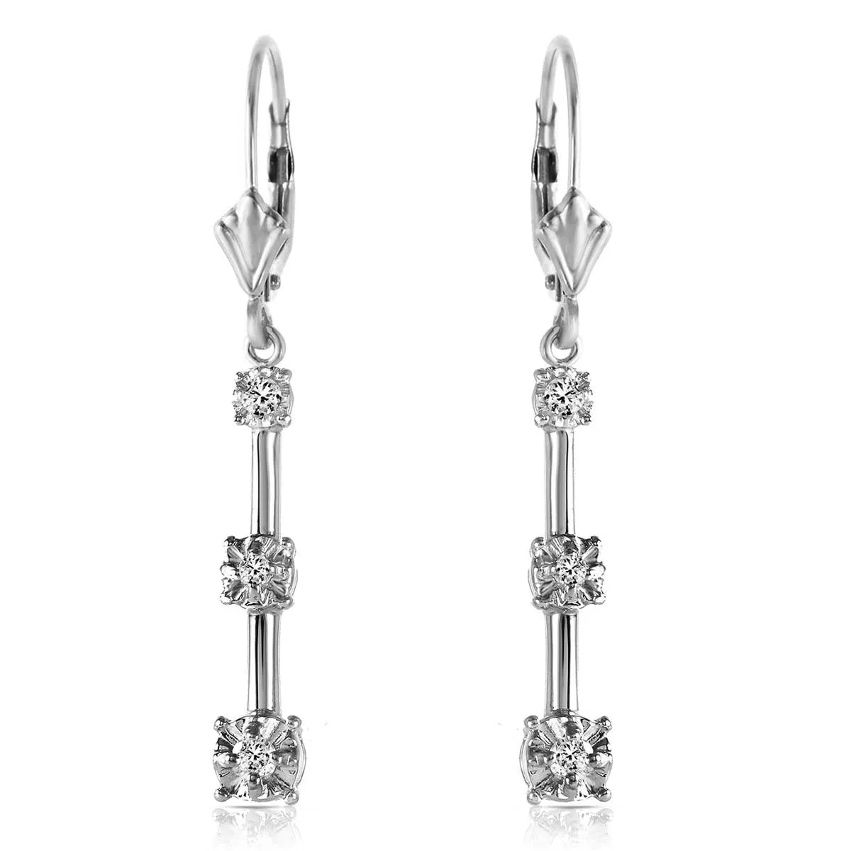 0.2 Carat 14K Solid White Gold Leverback Diamond Earrings