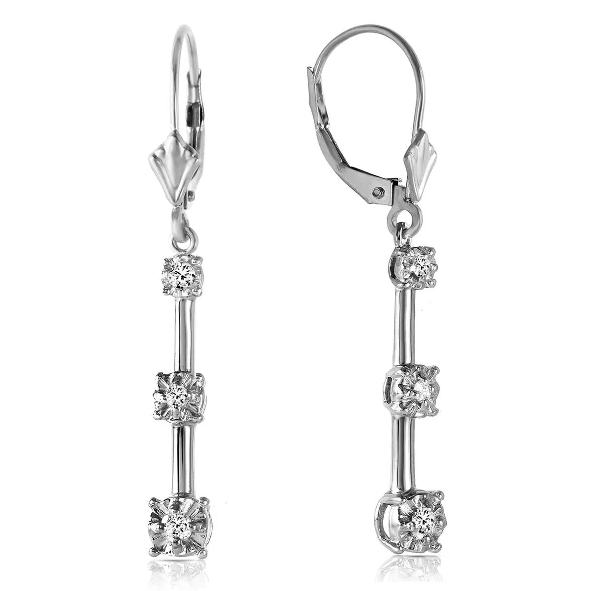 0.2 Carat 14K Solid White Gold Leverback Diamond Earrings