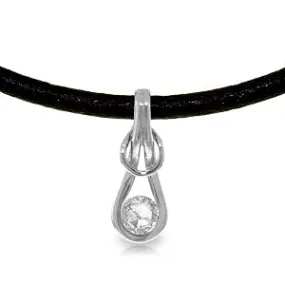 0.5 Carat 14K Solid White Gold Leather Necklace 0.50 Carat Diamond