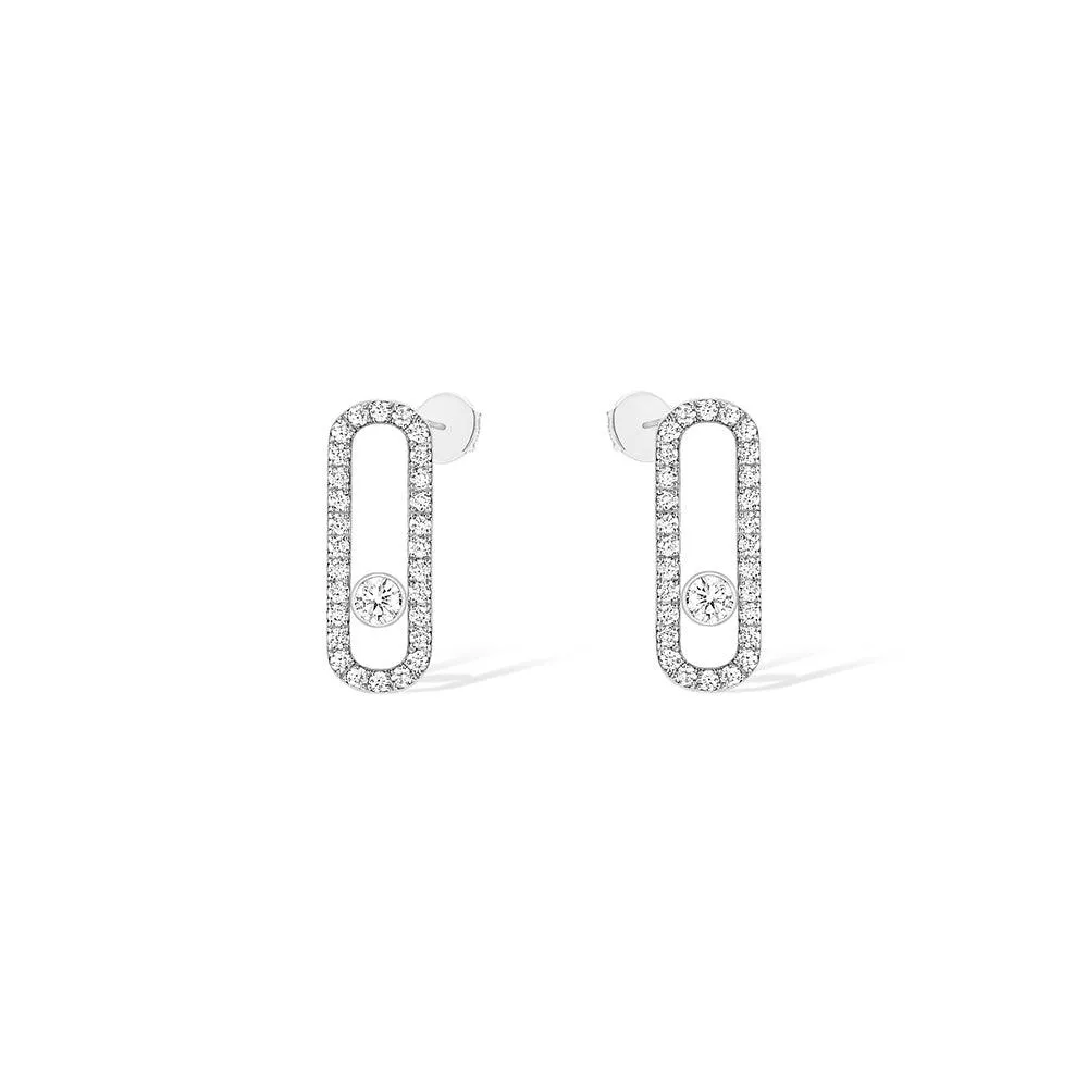 0.67ctw White Gold Diamond Pavé-Set Earrings