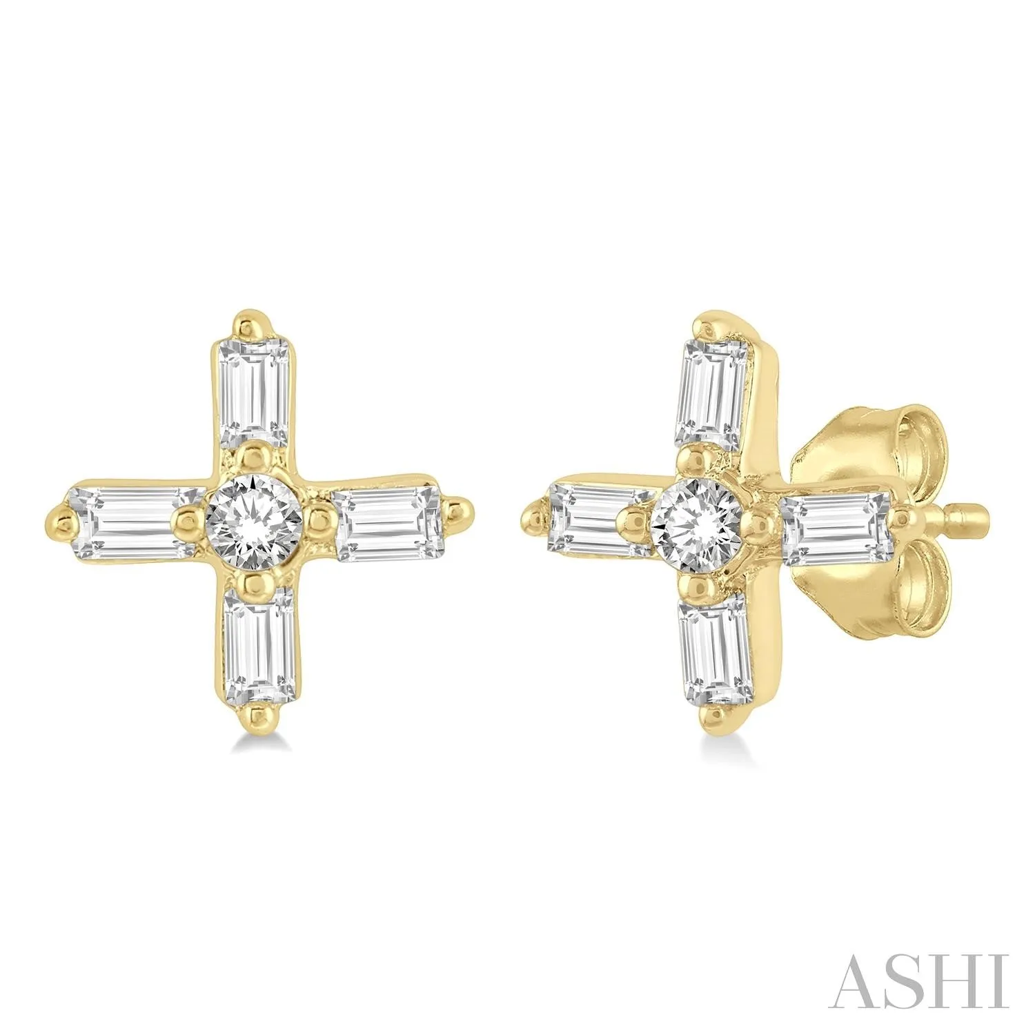 .10 CTW 10KY Petite Diamond Cross Earrings