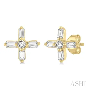 .10 CTW 10KY Petite Diamond Cross Earrings