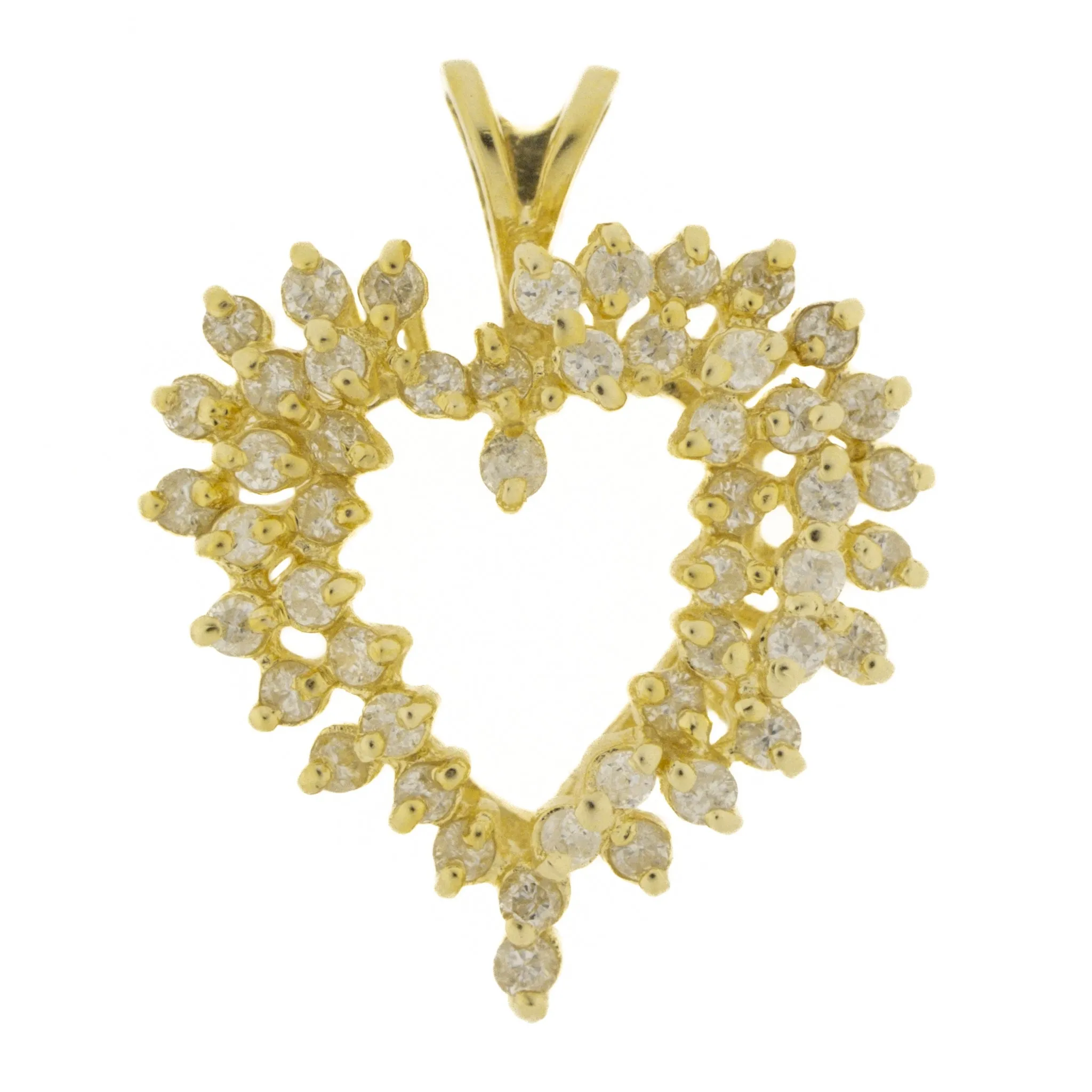 1.00ctw Diamond Heart Pendant on 16" Fine Chain in 14K Yellow Gold