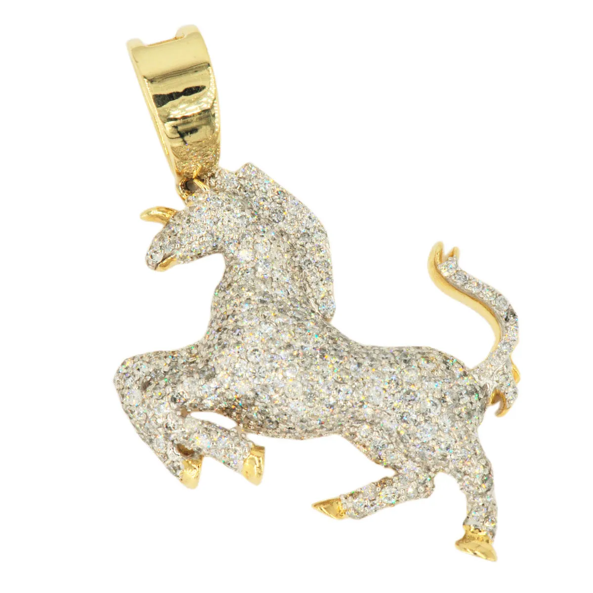 10k Yellow Gold 4.56ctw Majestic Prancing Horse Pendant