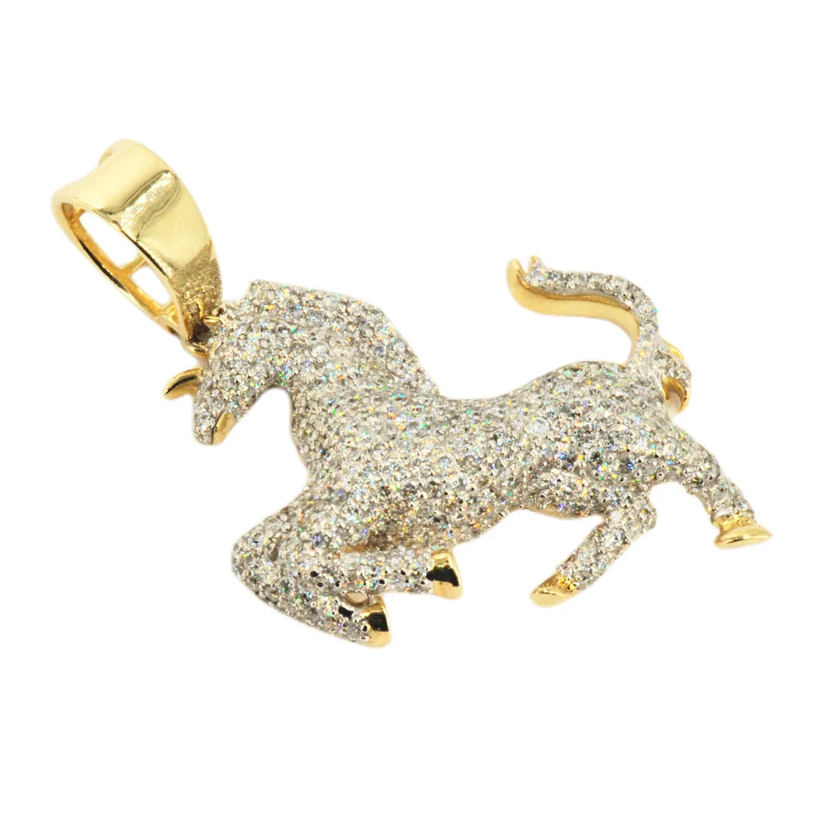 10k Yellow Gold 4.56ctw Majestic Prancing Horse Pendant