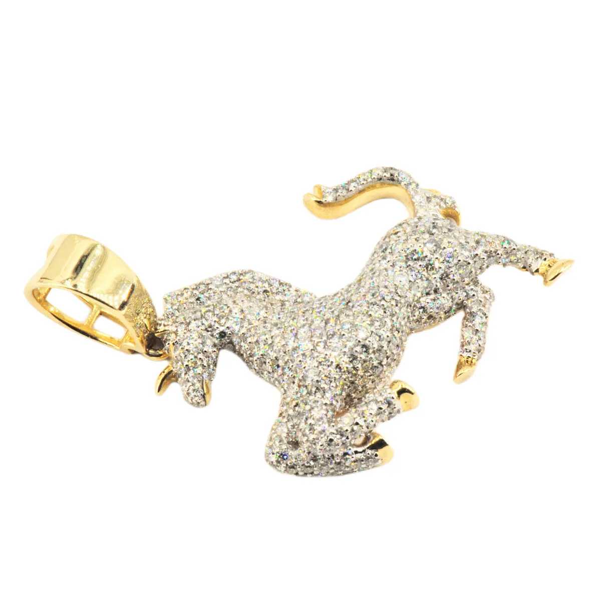 10k Yellow Gold 4.56ctw Majestic Prancing Horse Pendant