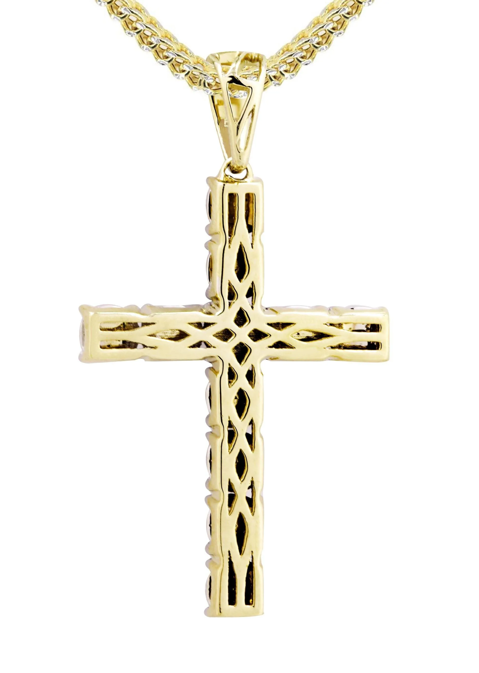 10K Yellow Gold Cross Diamond Necklace  | 0.31 Carats