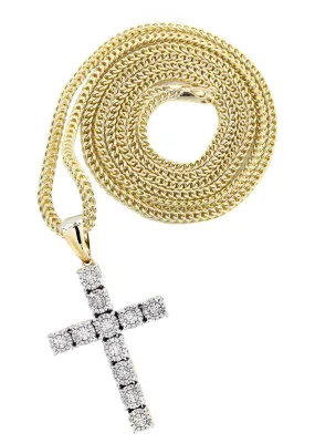 10K Yellow Gold Cross Diamond Necklace  | 0.31 Carats