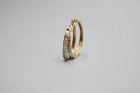 10K Yellow Gold Diamond Hoop Earrings