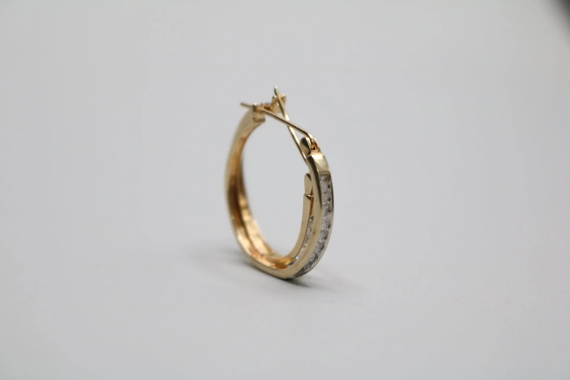 10K Yellow Gold Diamond Hoop Earrings