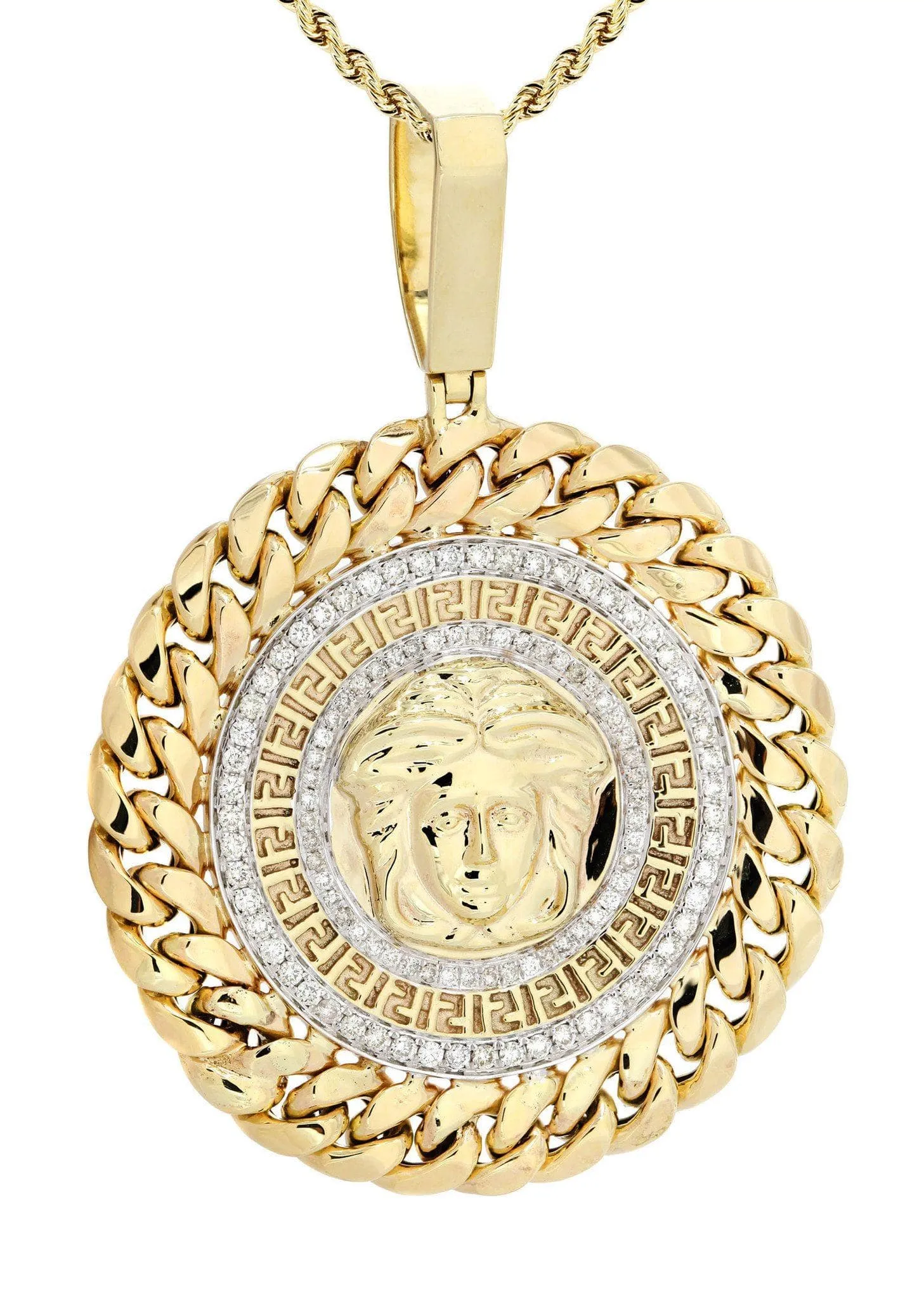 10K Yellow Gold Medusa Diamond Necklace  | 1.36 Carats