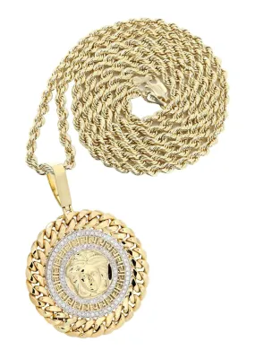 10K Yellow Gold Medusa Diamond Necklace  | 1.36 Carats