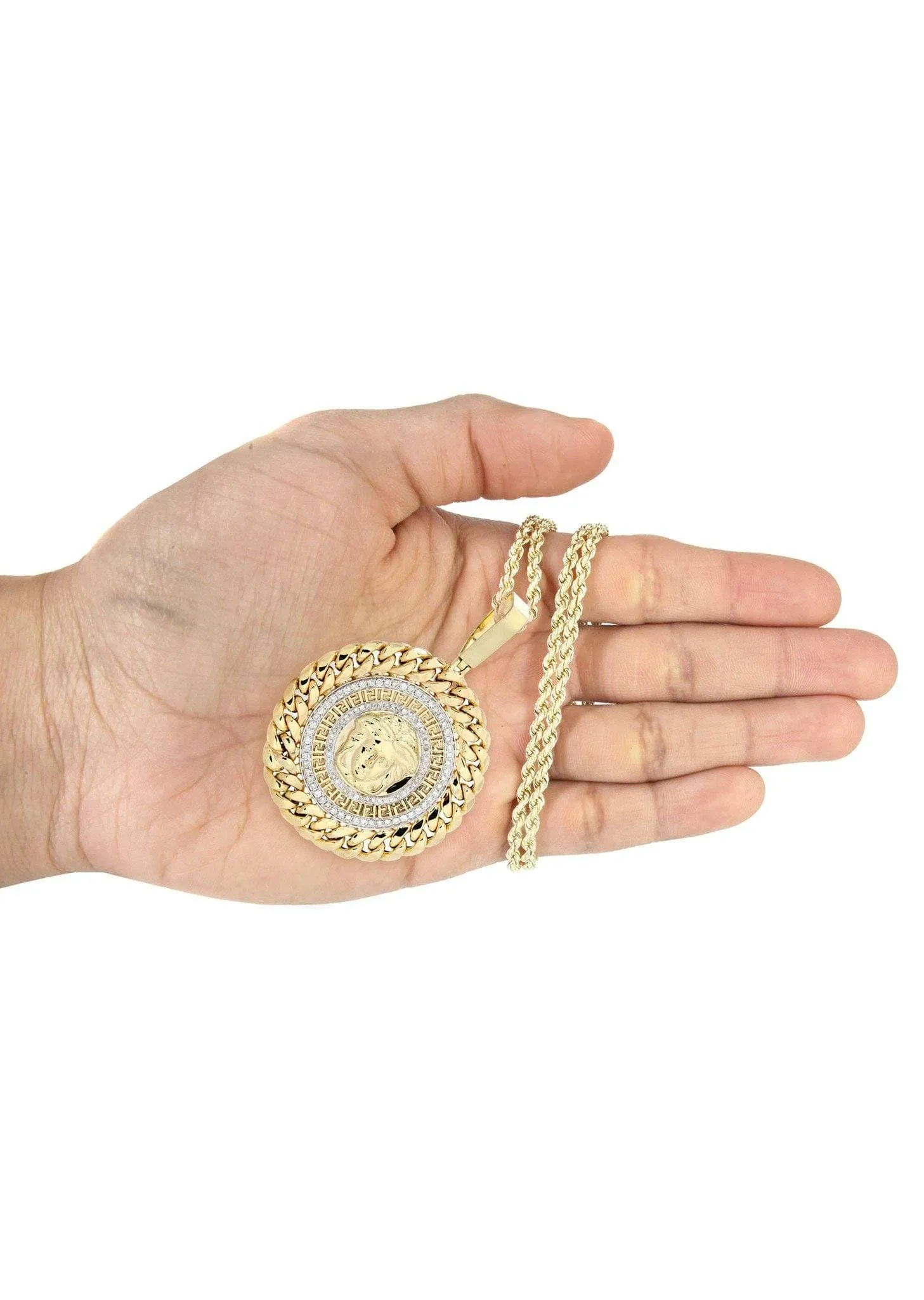 10K Yellow Gold Medusa Diamond Necklace  | 1.36 Carats