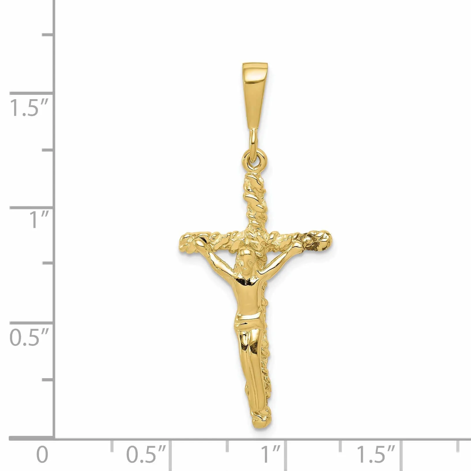 10k Yellow Gold Nugget Design Crucifix Pendant