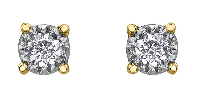 10K Yellow Gold/White Gold Diamond Illuminaire Stud Earrings