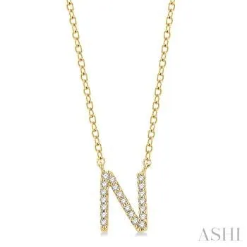 10KY Diamond Initial "N" Necklace w/ 0.07 ctw & 18" Chain