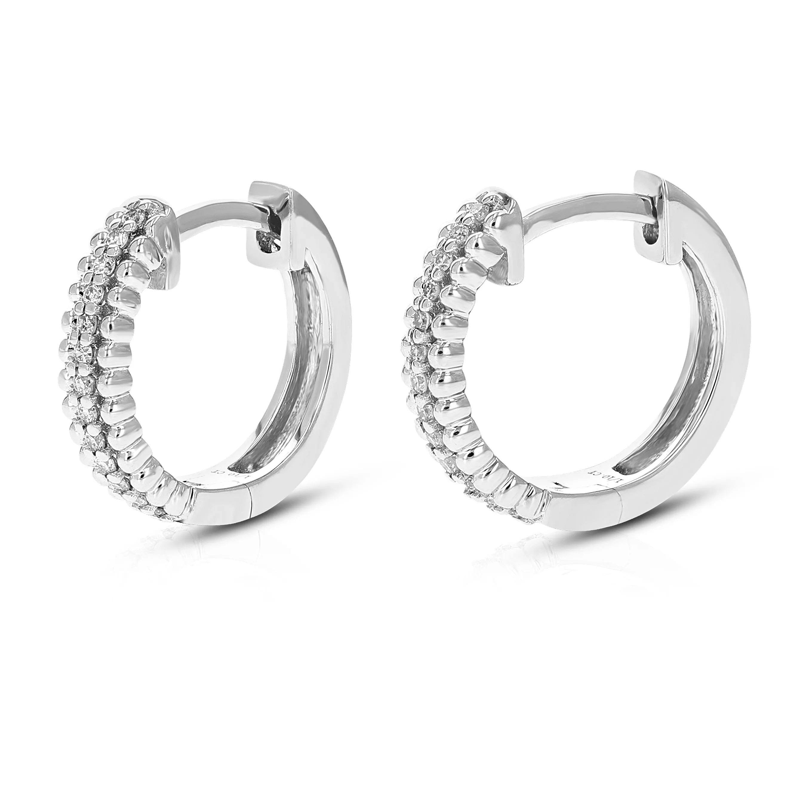 1/10 cttw Round Cut Lab Grown Diamond Hoop Earrings in .925 Sterling Silver Prong Set 1/2 Inch