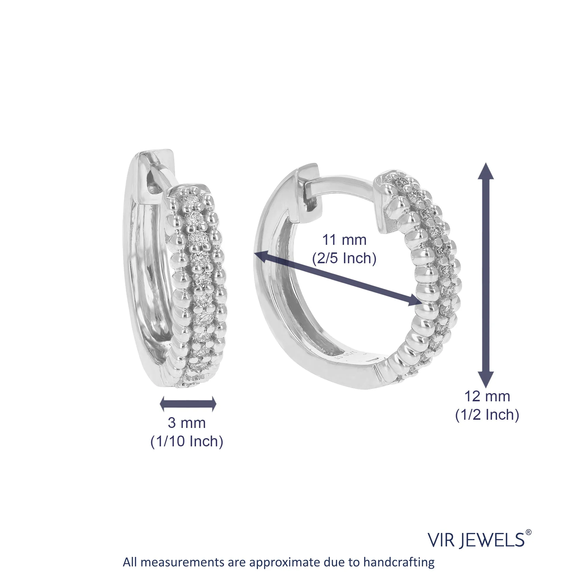 1/10 cttw Round Cut Lab Grown Diamond Hoop Earrings in .925 Sterling Silver Prong Set 1/2 Inch