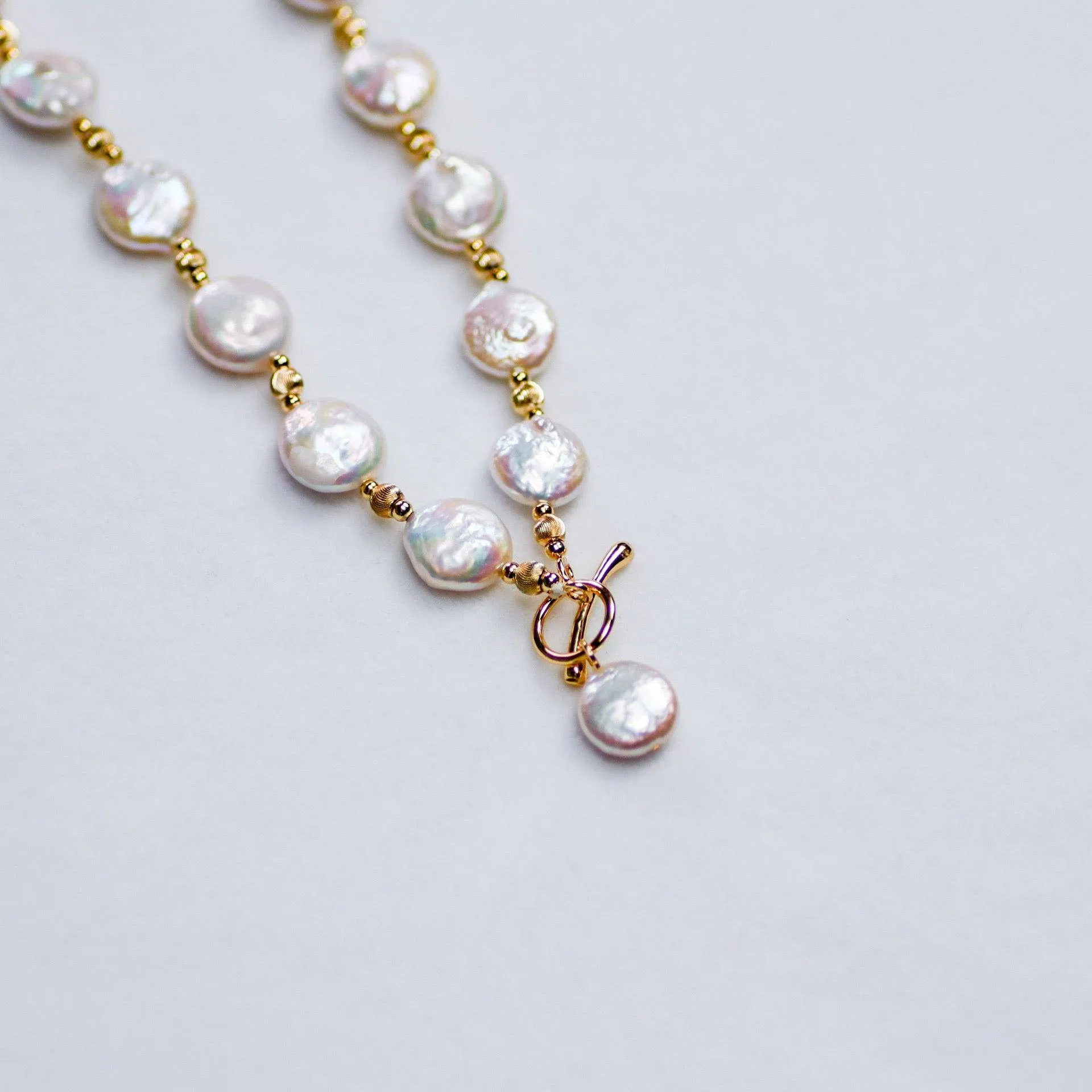 12-13mm Coin Pearl Toggle Necklace