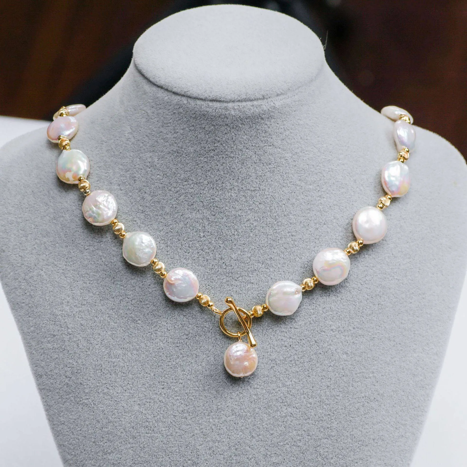 12-13mm Coin Pearl Toggle Necklace