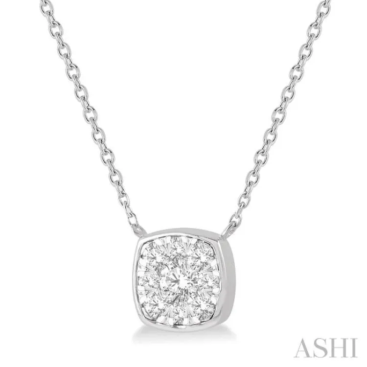 1/3 Ctw Cushion Shape Lovebright Diamond Necklace in 14K White Gold