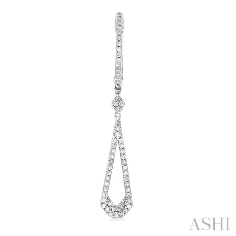 1/3 Ctw Tear Drop Round Cut Diamond Long Earring in 10K White Gold