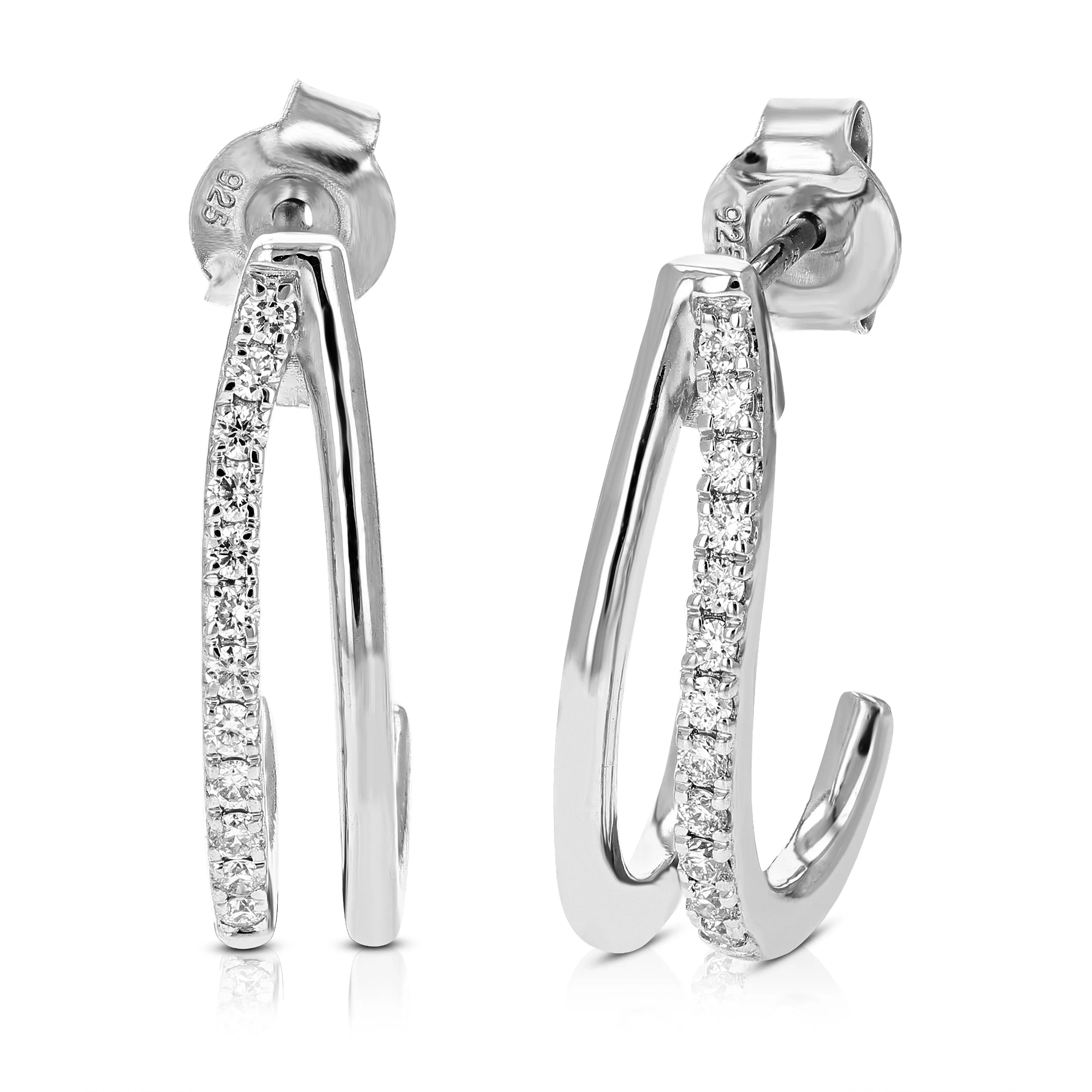 1/4 cttw Dangle Earrings for Women, Round Lab Grown Diamond Dangle Earrings in .925 Sterling Silver, Prong Setting, 3/4 Inch