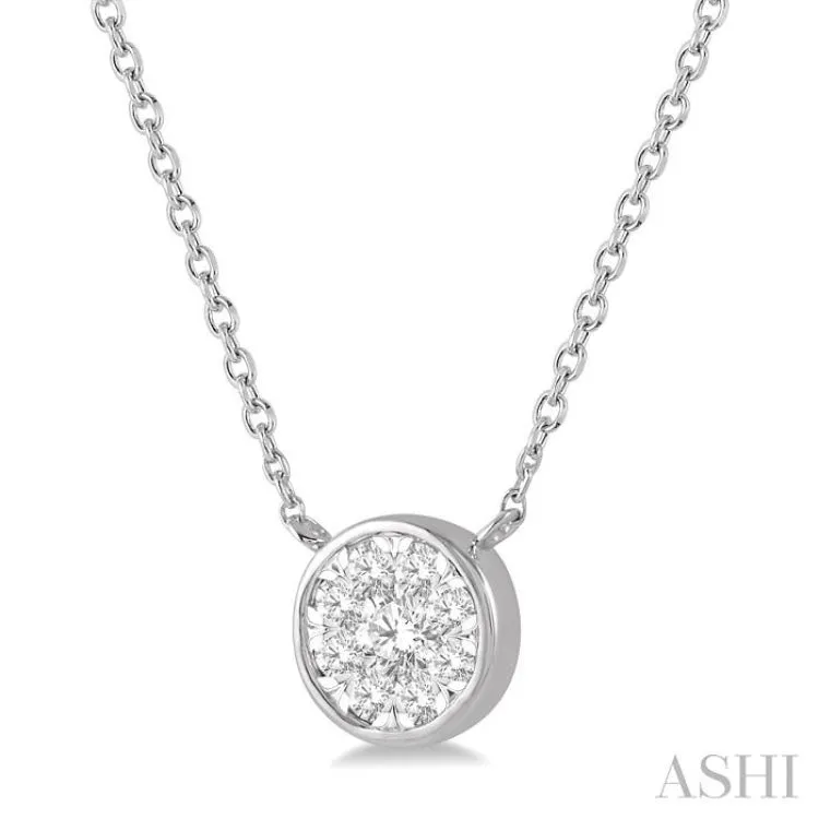 1/4 Ctw Round Shape Pendant Lovebright Diamond Necklace in 14K White Gold