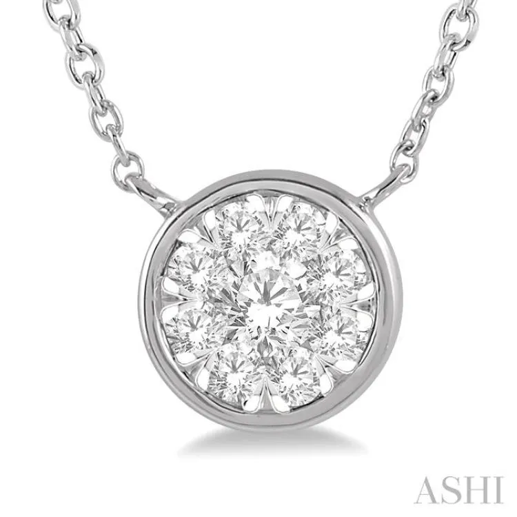 1/4 Ctw Round Shape Pendant Lovebright Diamond Necklace in 14K White Gold