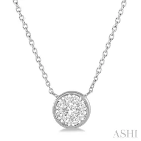 1/4 Ctw Round Shape Pendant Lovebright Diamond Necklace in 14K White Gold