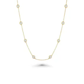 14 Stone Diamond By The Yard Necklace, Bezel Set Diamond Station Necklace (3.00 ct.) in 14K Gold