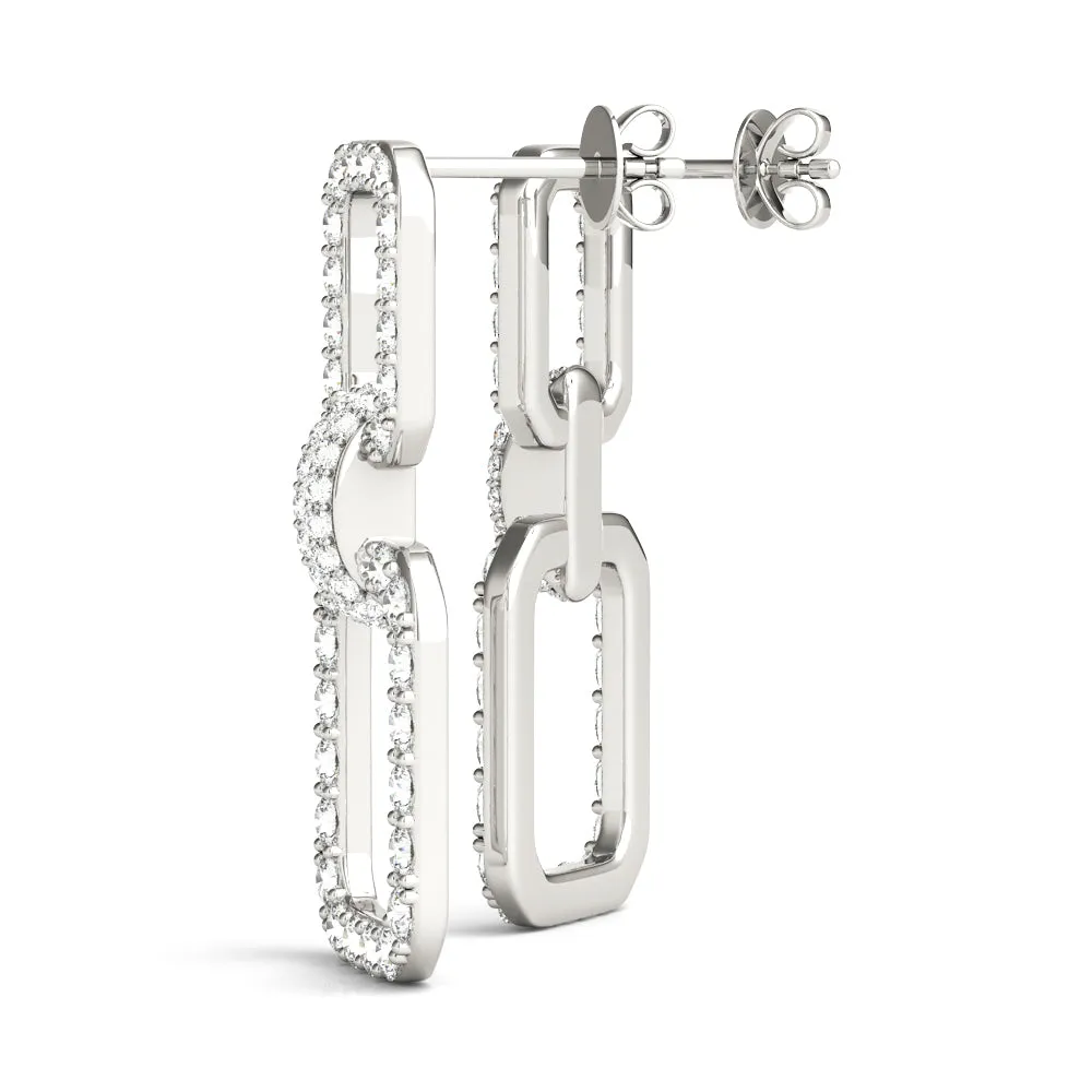 14K Chain Link Drop Diamond Earring