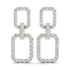 14K Chain Link Drop Diamond Earring