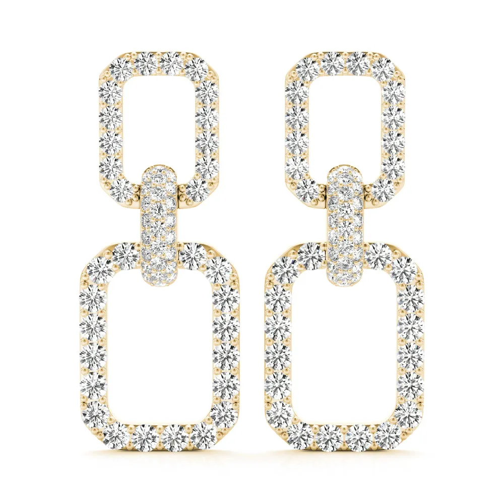 14K Chain Link Drop Diamond Earring