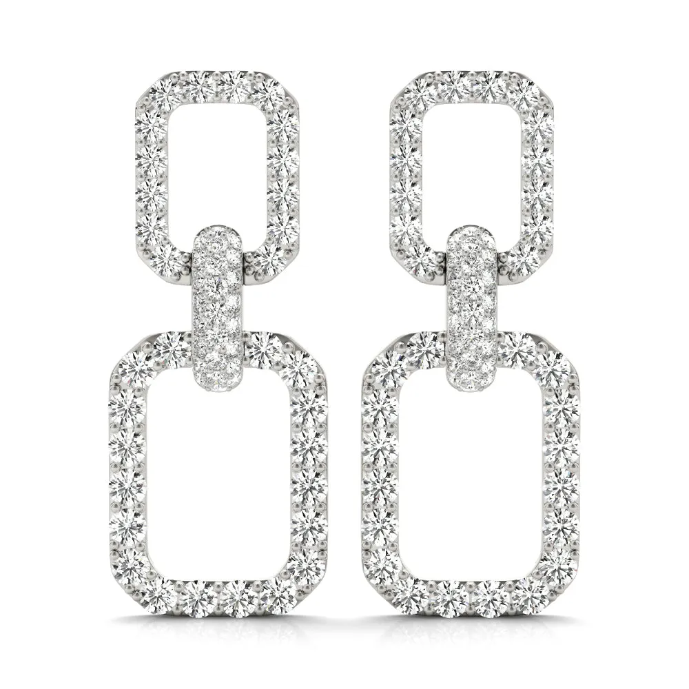 14K Chain Link Drop Diamond Earring