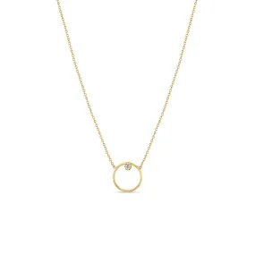 14k Circle Prong Diamond Necklace