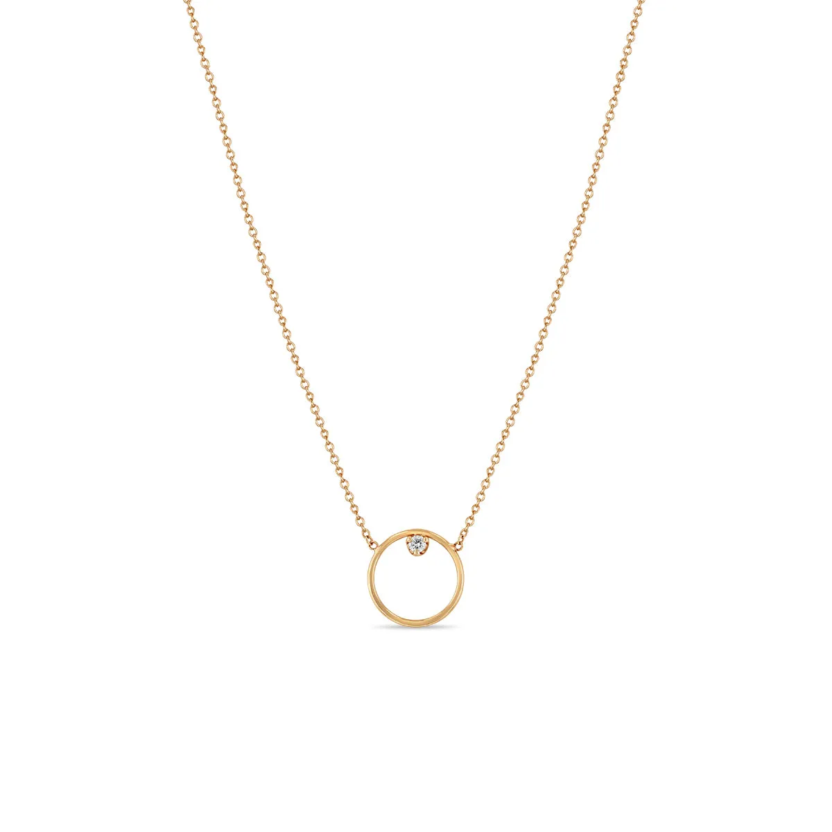 14k Circle Prong Diamond Necklace