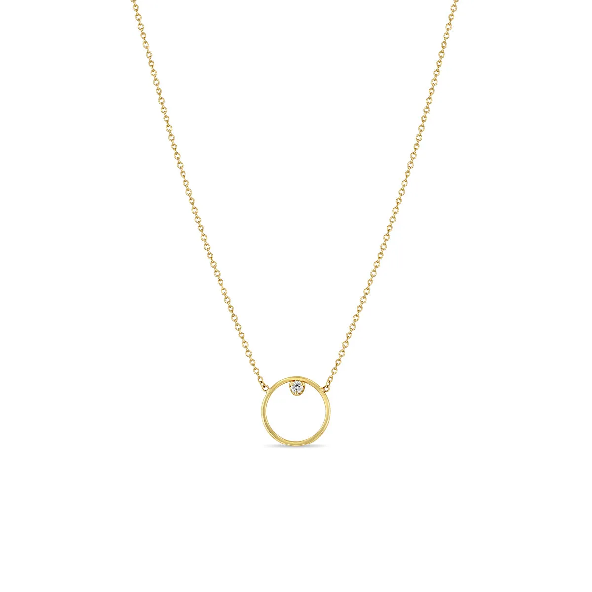 14k Circle Prong Diamond Necklace