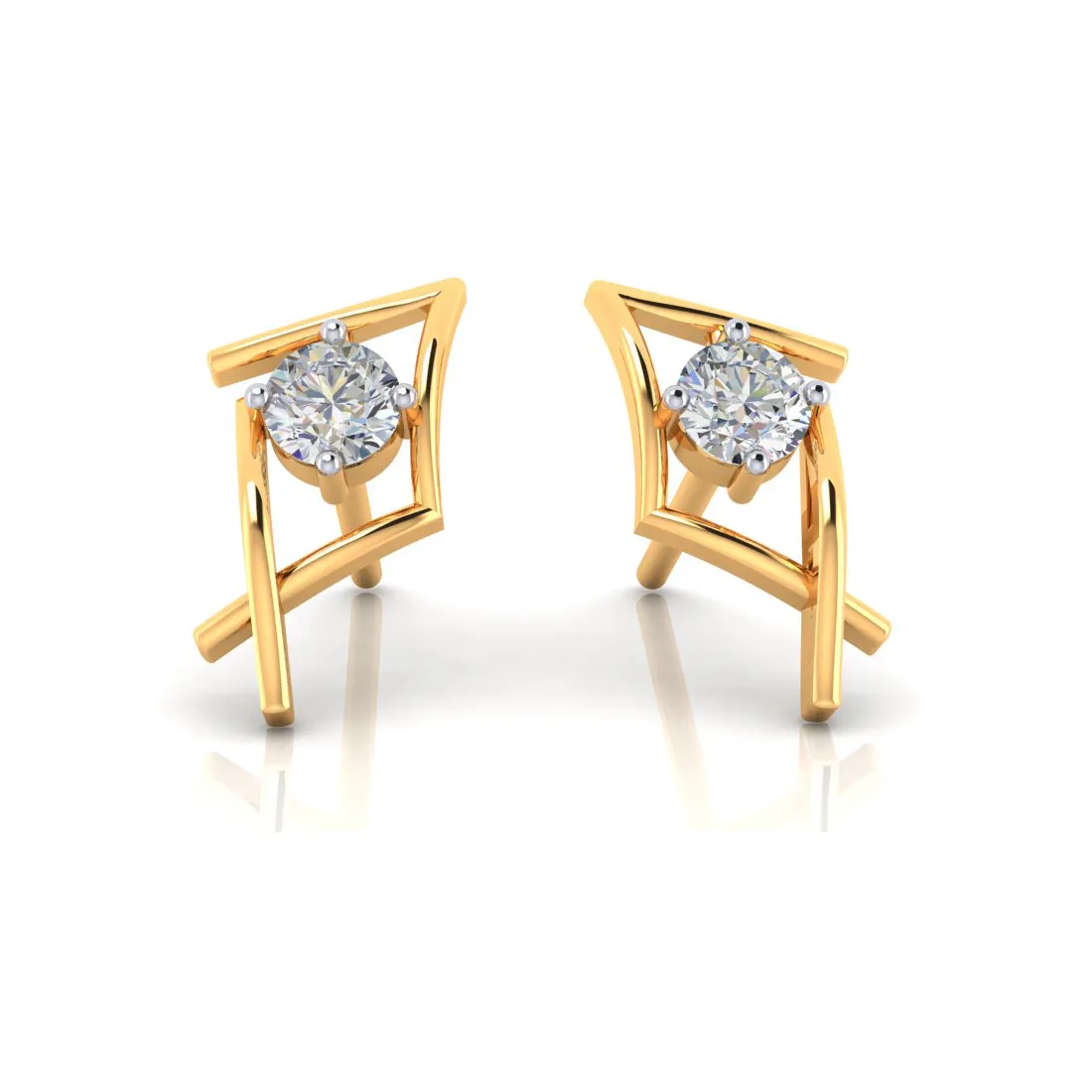 14k Delightful Gold Earrings With American Diamonds