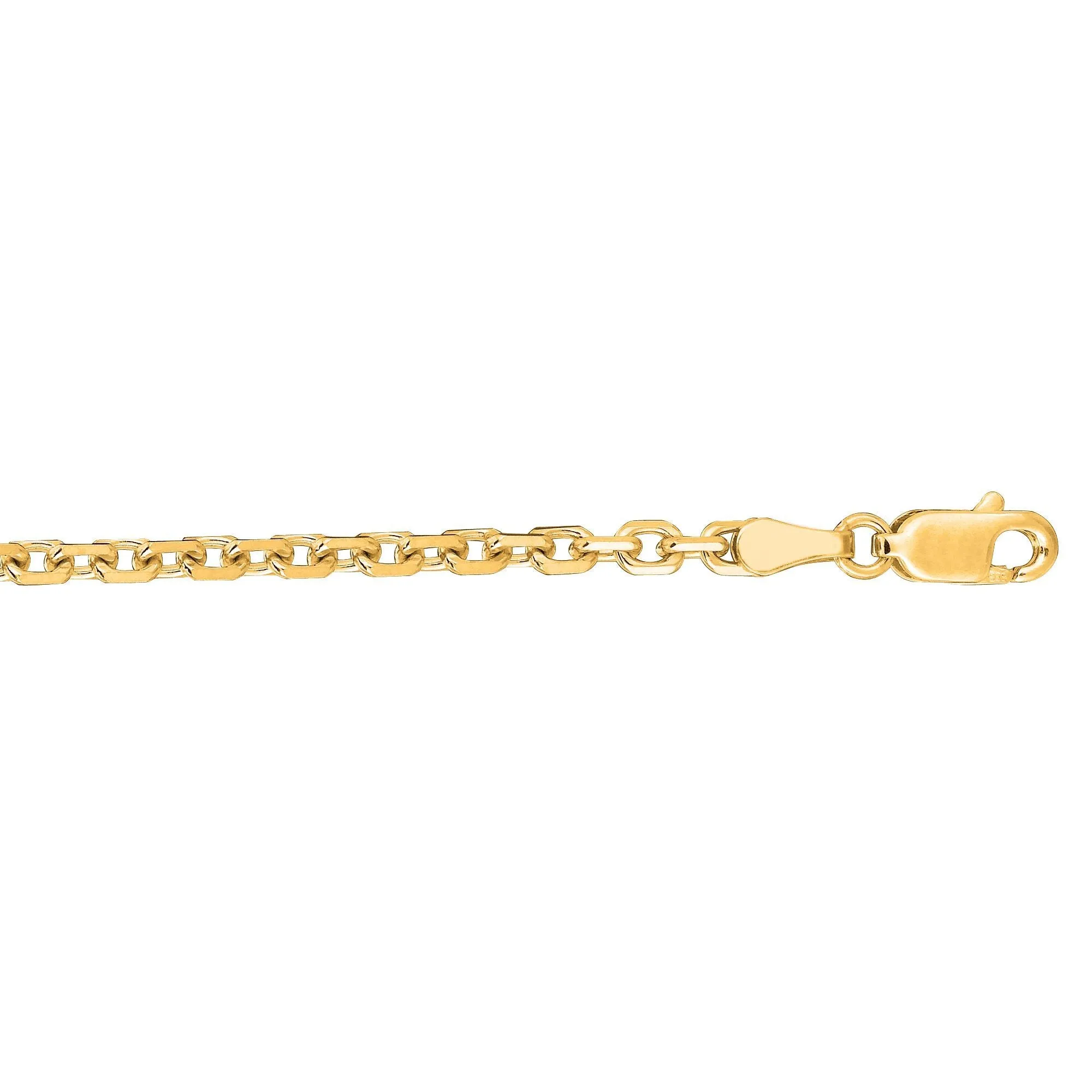 14K Gold 3.1mm Diamond Cut Cable Chain with Lobster Lock, Available in White and Yellow Gold