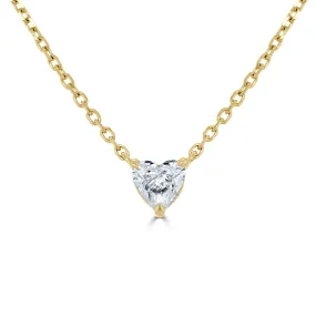 14k Gold & Heart-Shaped Diamond Necklace - 0.31ct