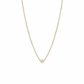 14K Gold Diamond Bezel Necklace