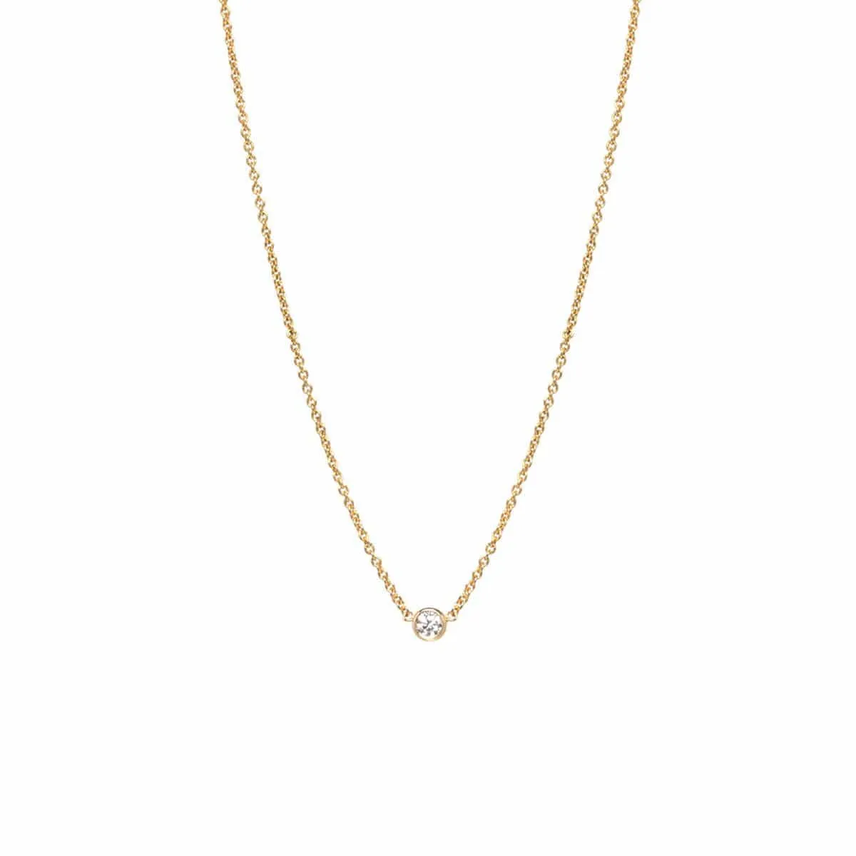 14K Gold Diamond Bezel Necklace