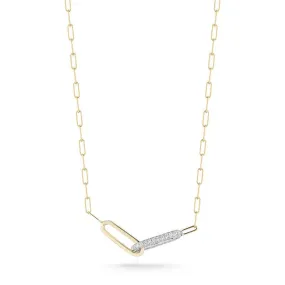 14K Gold Diamond Link Paperclip Chain Necklace