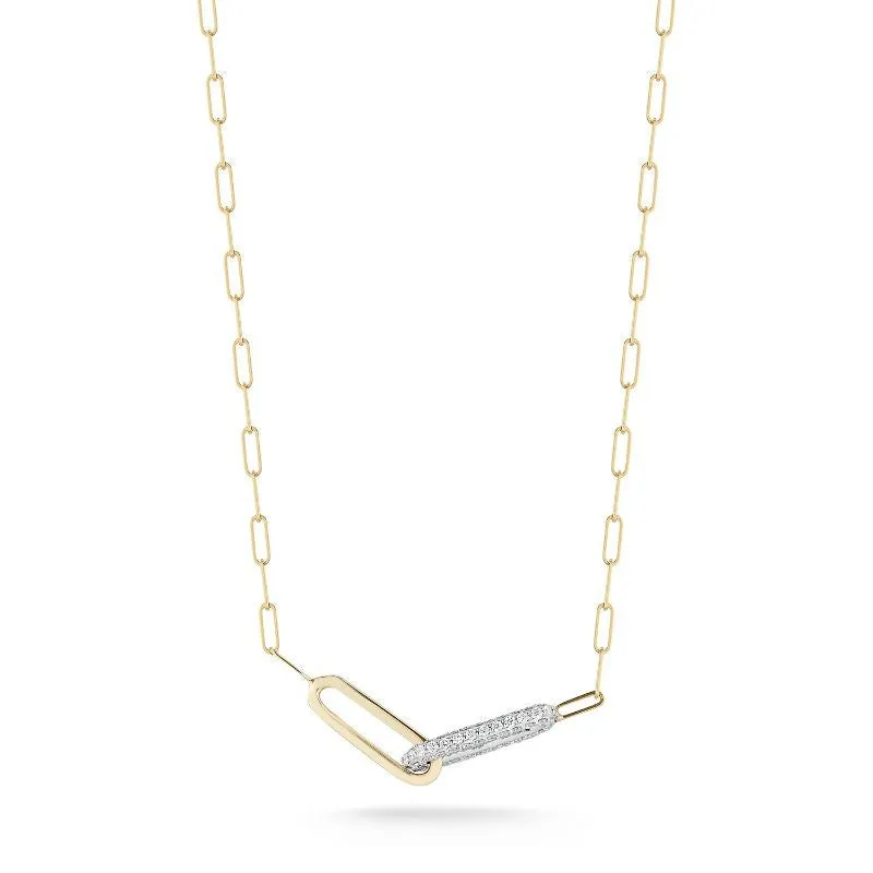 14K Gold Diamond Link Paperclip Chain Necklace