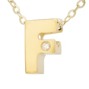 14K Gold Initial "F" Necklace (Diamond)