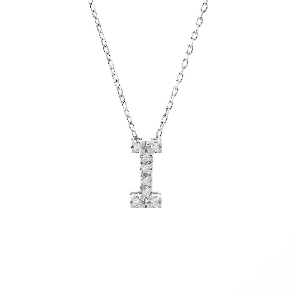 14K Gold Initial "I" Necklace With Diamonds