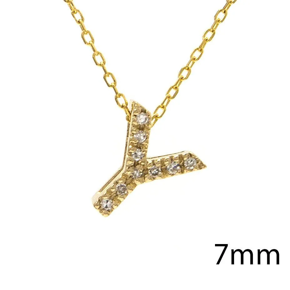 14K Gold Initial "Y" Necklace With Diamonds